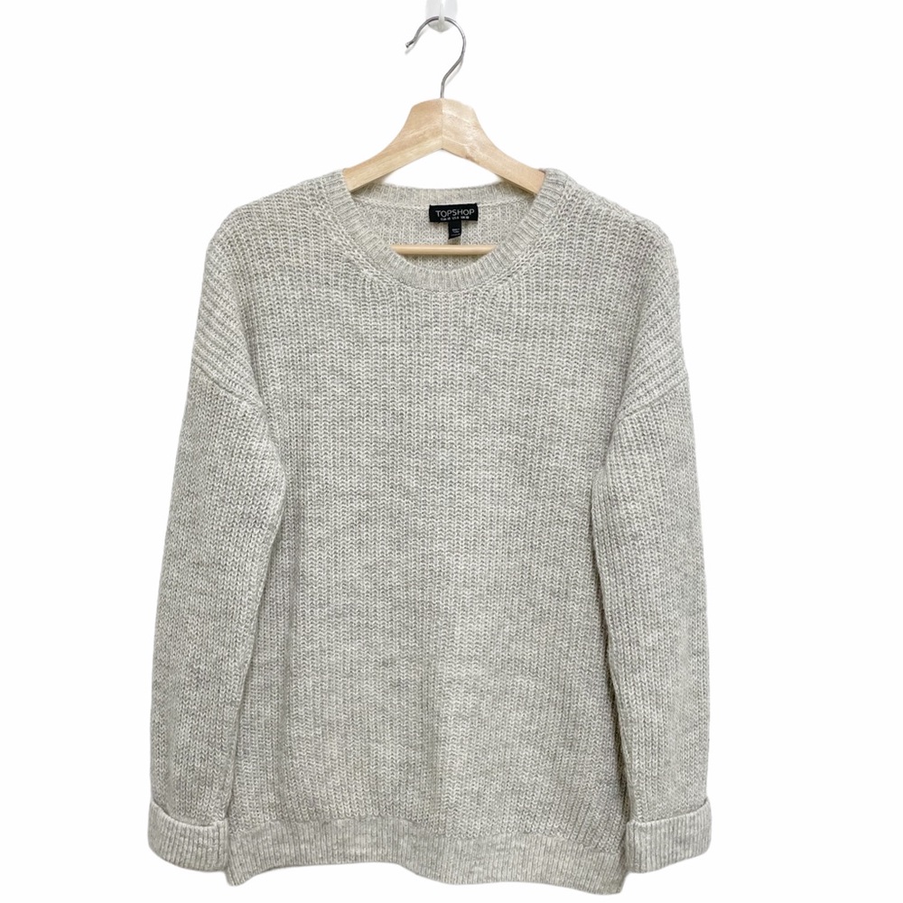Topshop Gray Mohair Waffle Knit Tunic Jumper Sweater